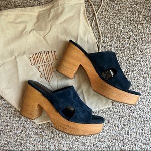 Charlotte Stone Nina Clogs in Midnight Blue like new Size 9